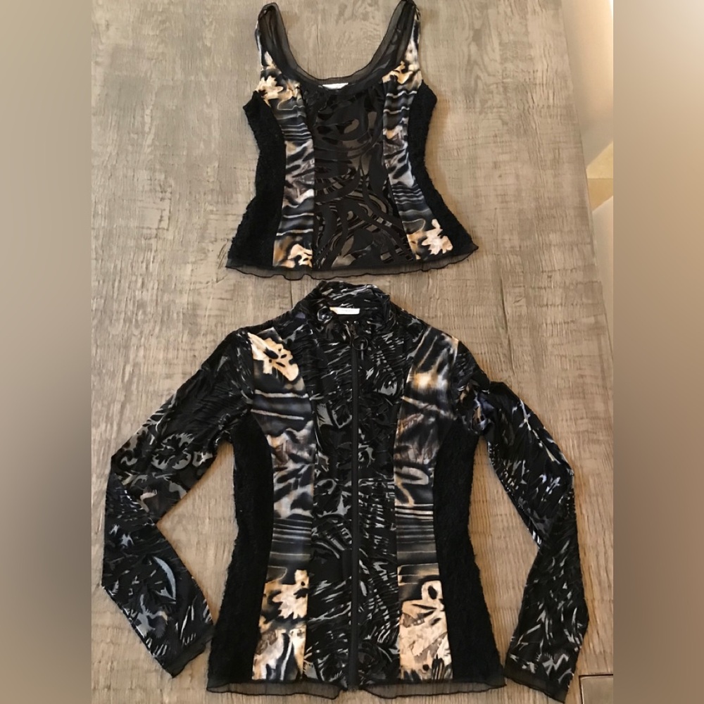 Y2K Papillon Blanc Full Zip Jacket and Cami Set Vintage
